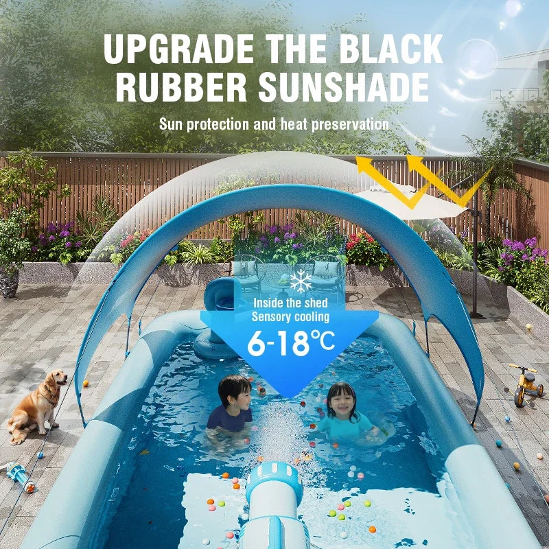 Inflatable Pool 3/2.6/2.1M Large Family Pools Swimming Pool with Canopy Children's Outdoor Removable Basen Toys for Kids Adult