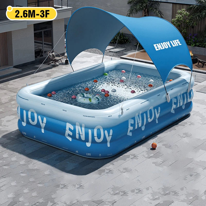 Inflatable Pool 3/2.6/2.1M Large Family Pools Swimming Pool with Canopy Children's Outdoor Removable Basen Toys for Kids Adult